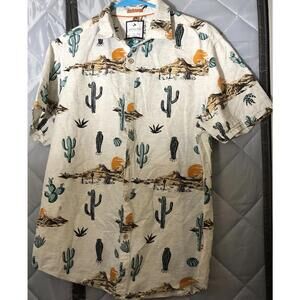 Denim & Flower Ricky Singh Slim Fit Button Up Cactus Desert SS Print  Size  L